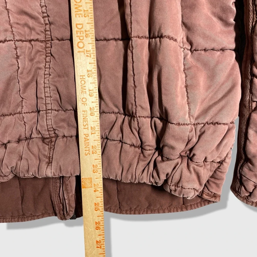 Free People Quilted Bomber Jacket Womens XS Brown Boho Gorpcore Oversized